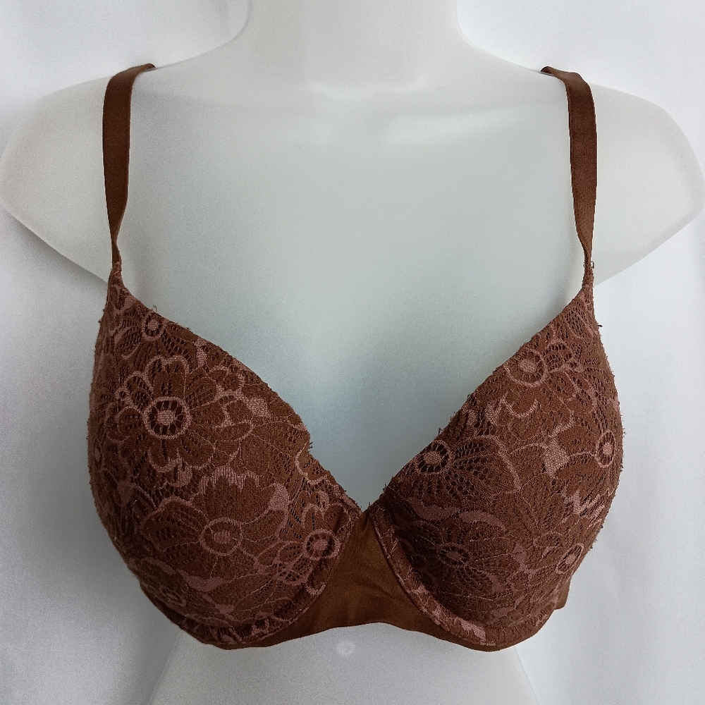 AERIE VICTORIA SECRET Elegant Brown Lace And Leopard Bra Set 38D